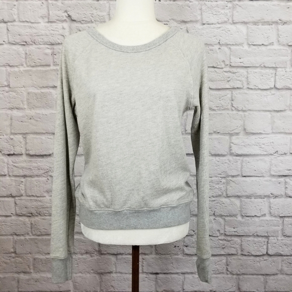 Pam & Gela cutout strappy back light heather gray sweatshirt women's size S NWT - Picture 9 of 9